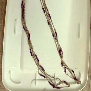 Long silver and blue necklace